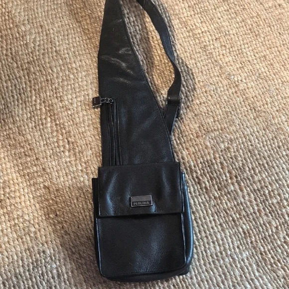 Black Leather Perlina Sling Bag - Picture 1 of 4